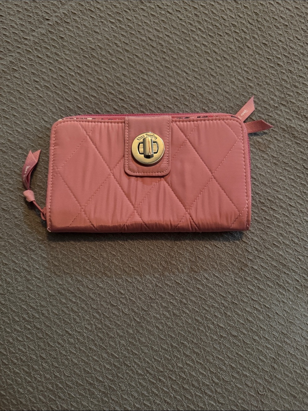 Vera Bradley Dusty Rose Quilted Zip-Around Wallet with Turnlock